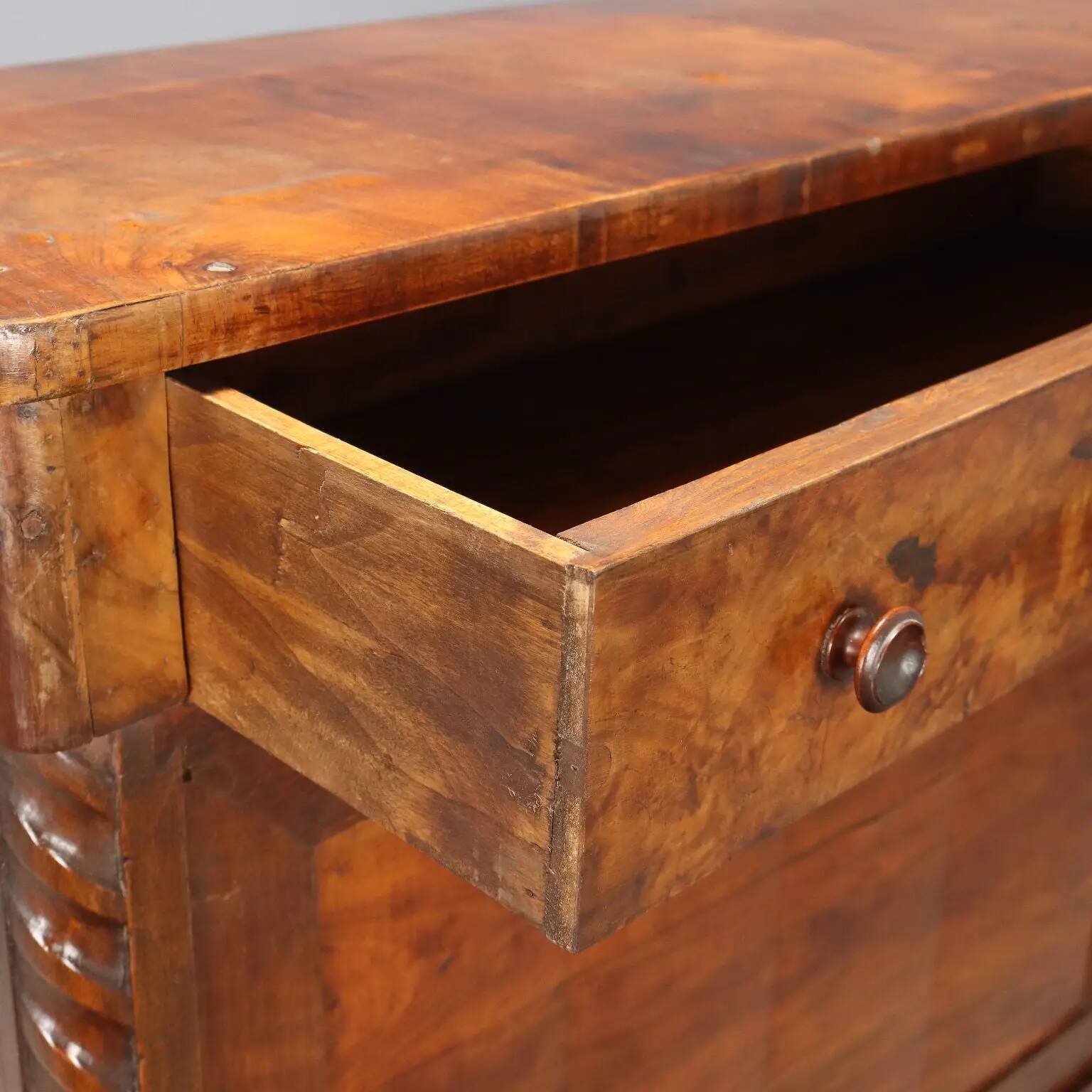 Antique mahogany secretary with leather, Italy, 19th century