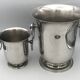 Jean COUZON champagne bucket and ice bucket set on pedestal