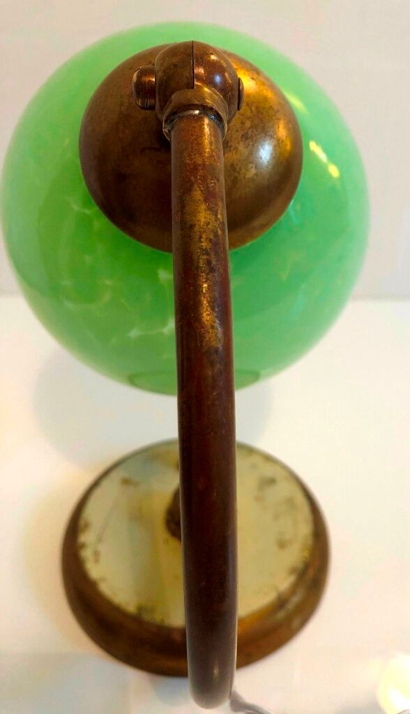 Brass table lamp, 30s-40s, clichy glass globe