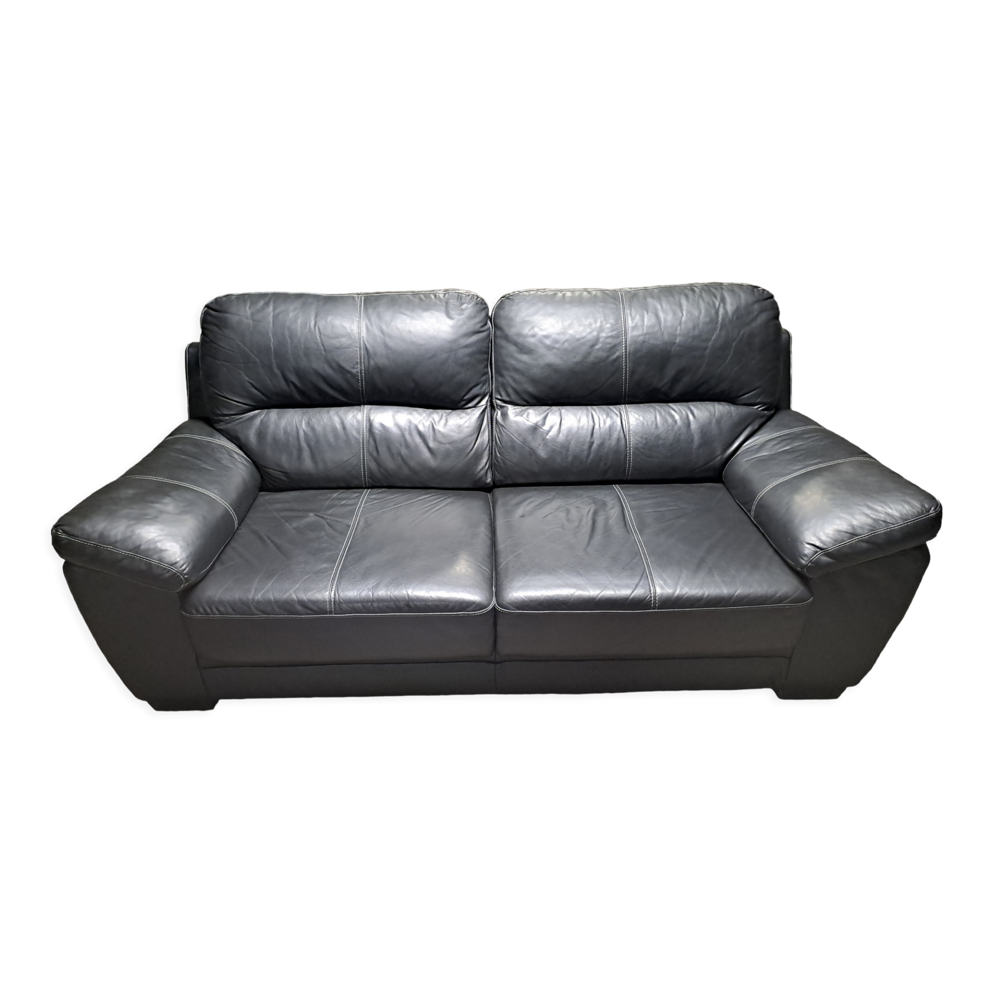 Canape cuir noir victoria