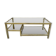 2-level coffee table Roche Bobois Hollywood Regency style brass and glass 70s