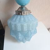 Lamp skyscraper opaline blue art deco 1920 height 35 cm diameter 18 cm