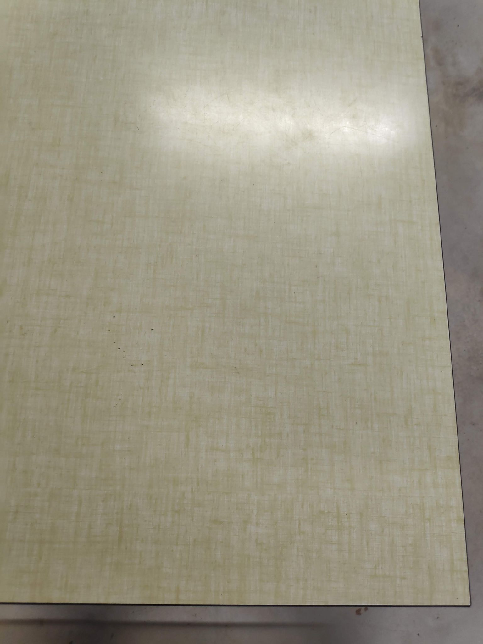 Vintage bistro table in yellow formica, wood and zinc from the 50s/60s