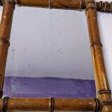 Antique turned bamboo mirror with pitted glass 45x39 cm