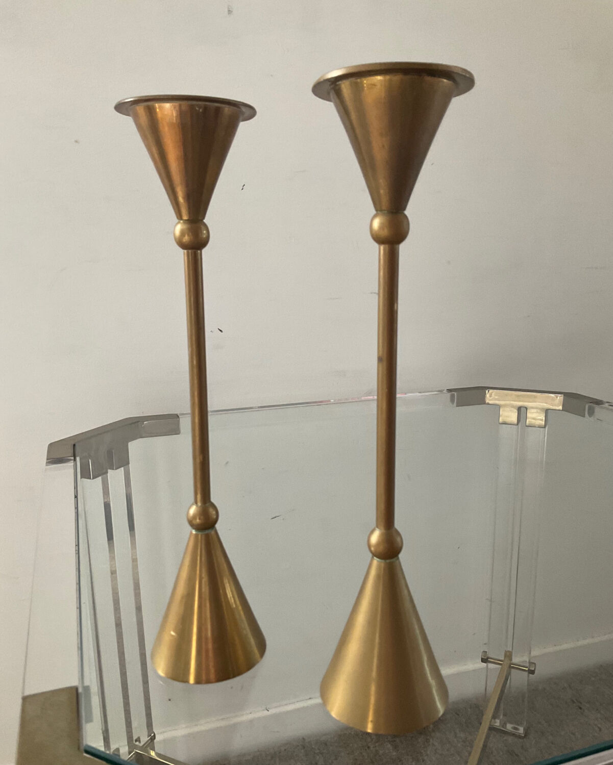 Pair of vintage brass candle holders