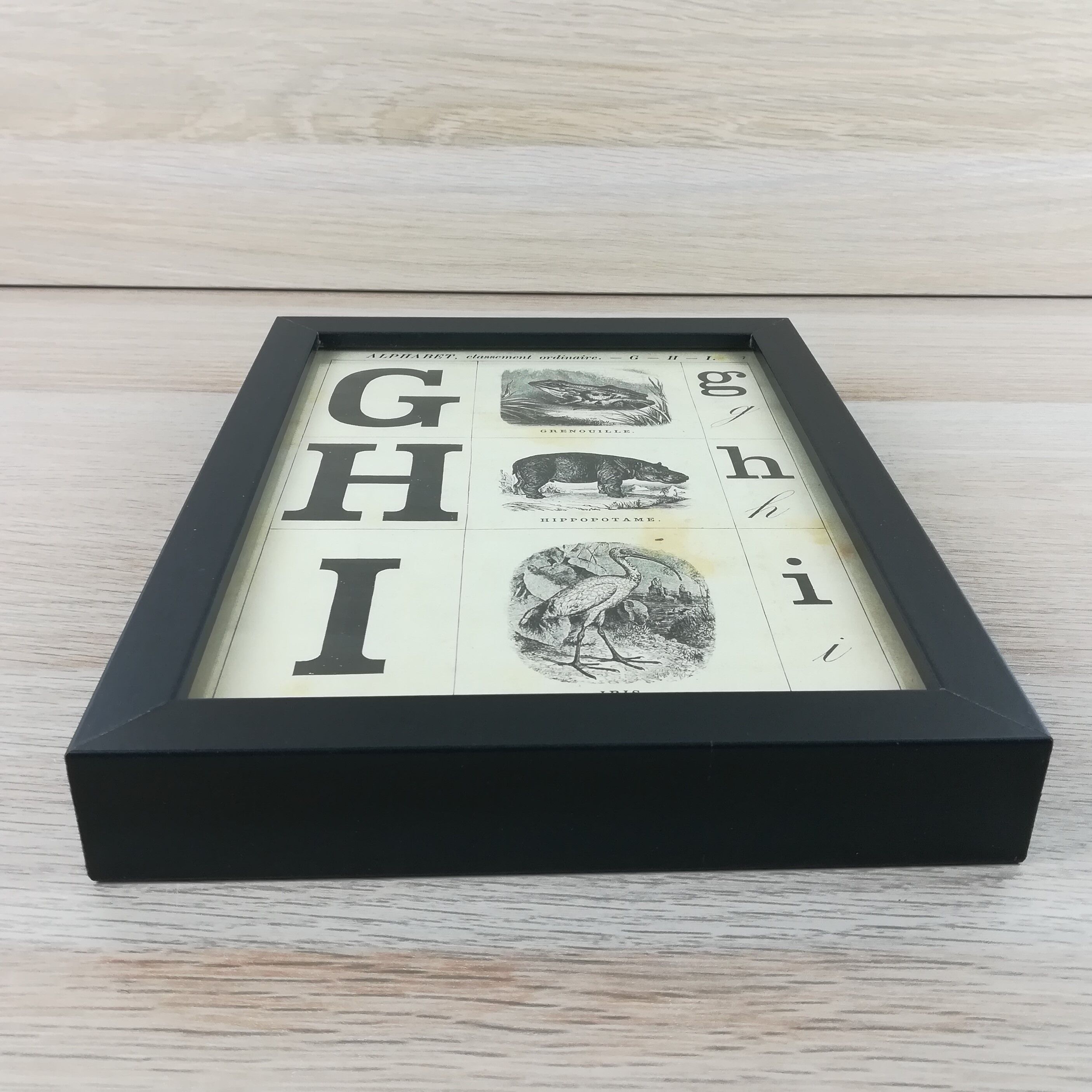 Framed alphabet board g-h-i