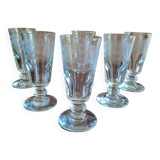 6 verres à café gravure à la grecque encadrée XIX ème