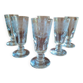 6 verres à café gravure à la grecque encadrée XIX ème