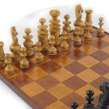 Antique wooden chess set and board