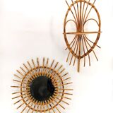 Mirror and shelf vintage rattan wicker 70's