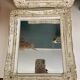 Set of two pretty mirrors in white, beige, and gold tones. Bohemian