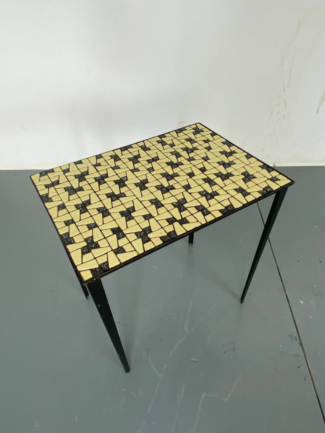 Vintage Modernist Mosaic Ceramic and Steel Side Table, 1950s