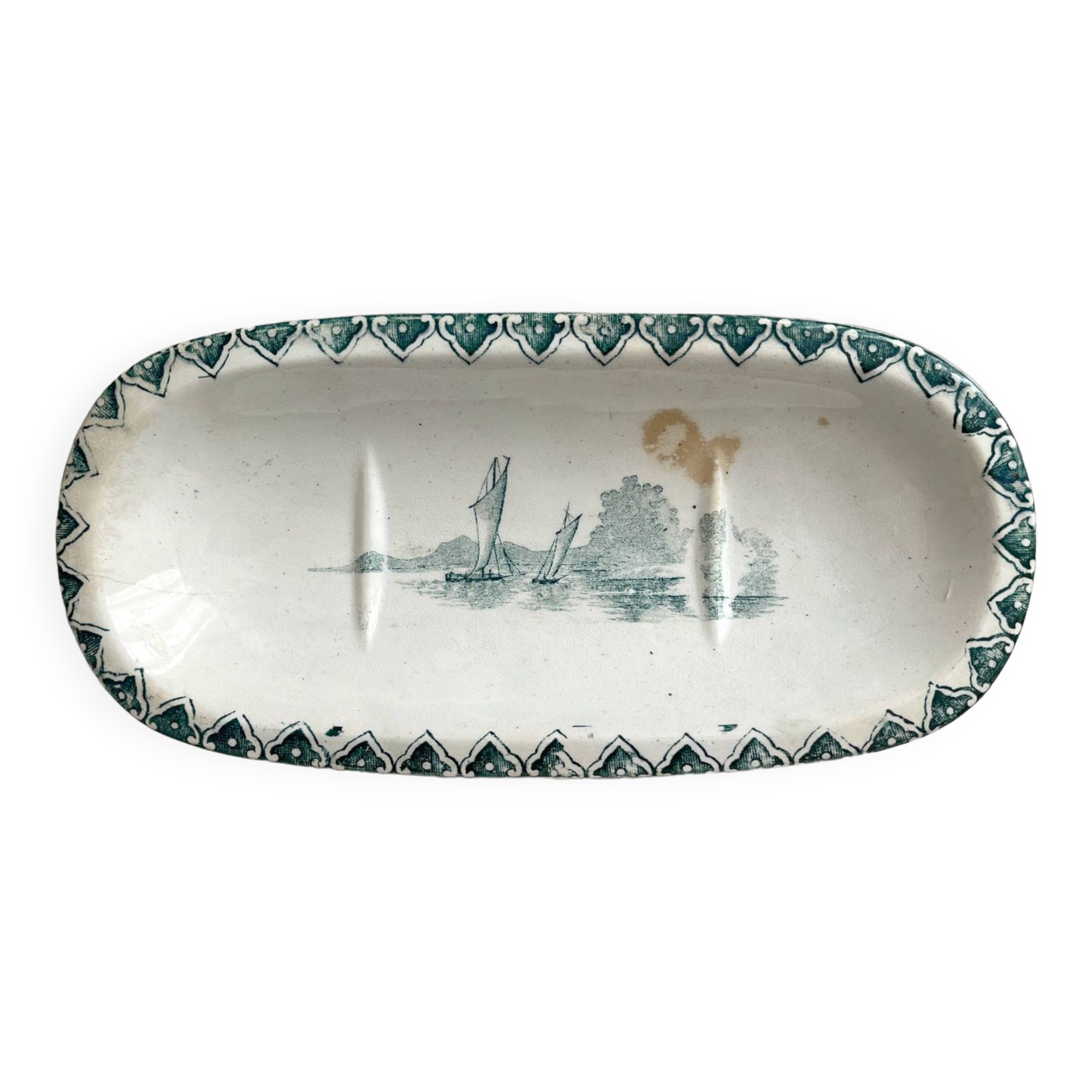 Antique Neptune iron clay soap dish, Jules Vieillard Bordeaux