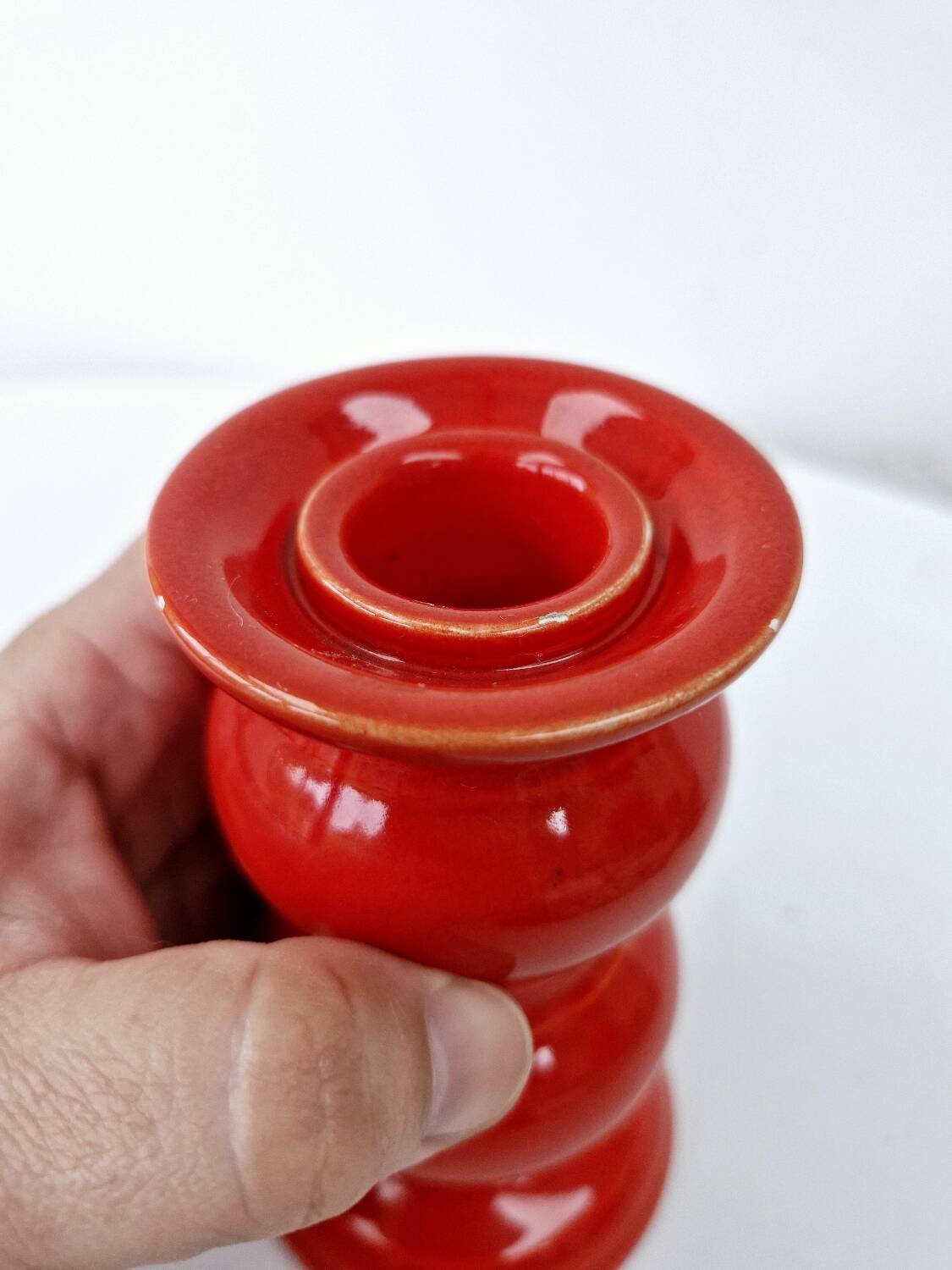 Bougeoir Chandelier Rouge En Céramique Vintage Schramberg Allemagne