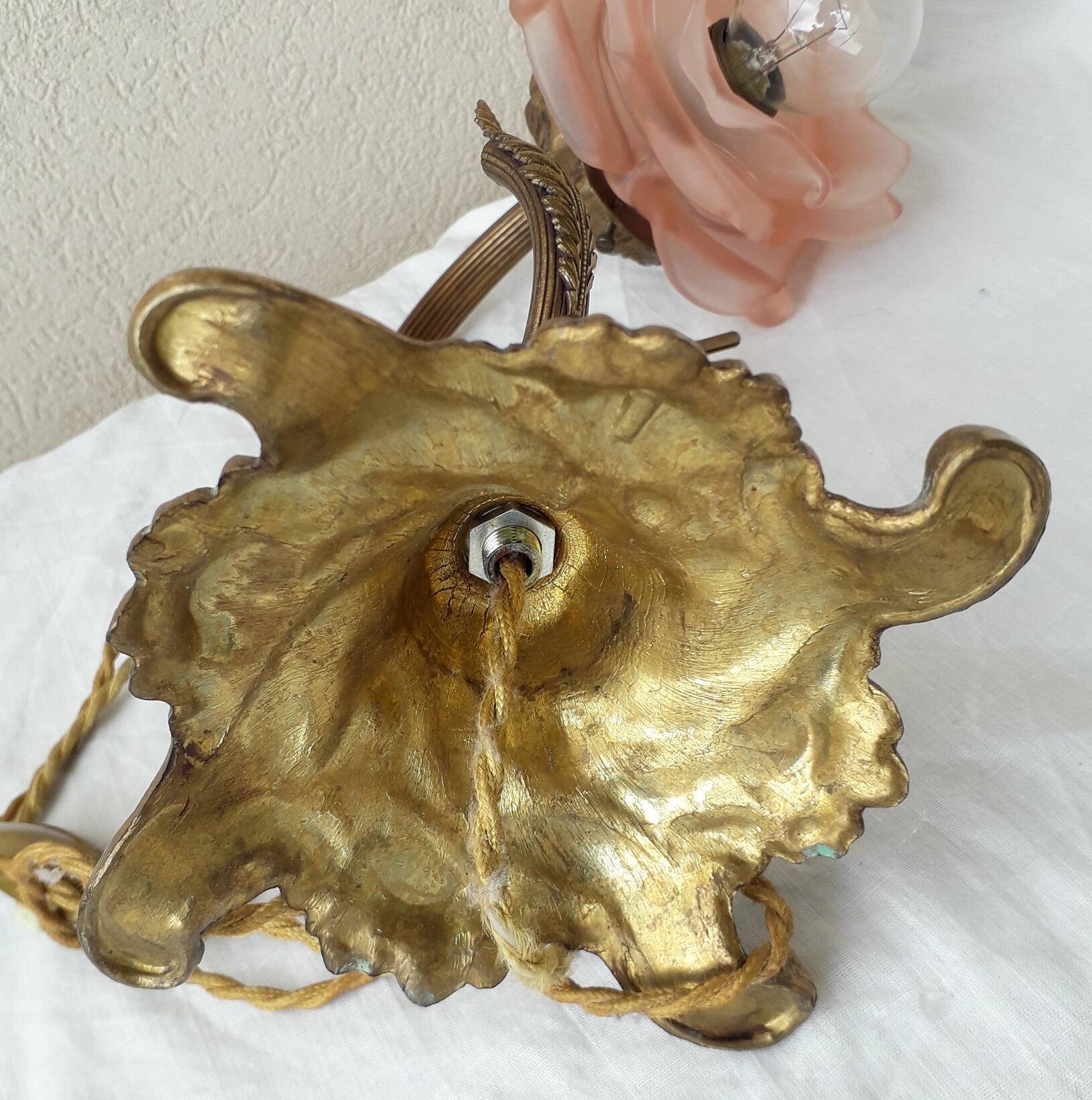 2 lampes en bronze et verre