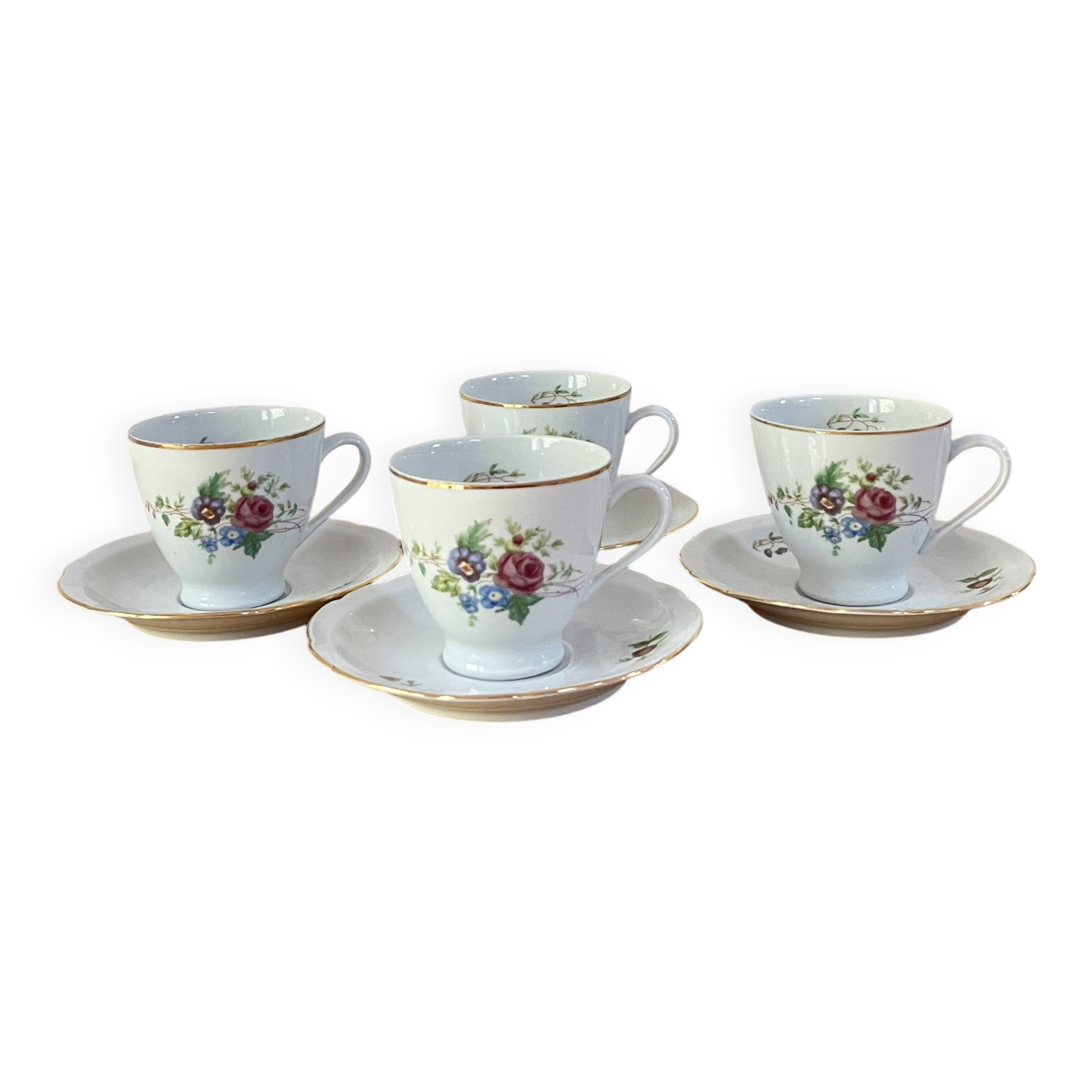 4 fine porcelain cups from Ćmielów