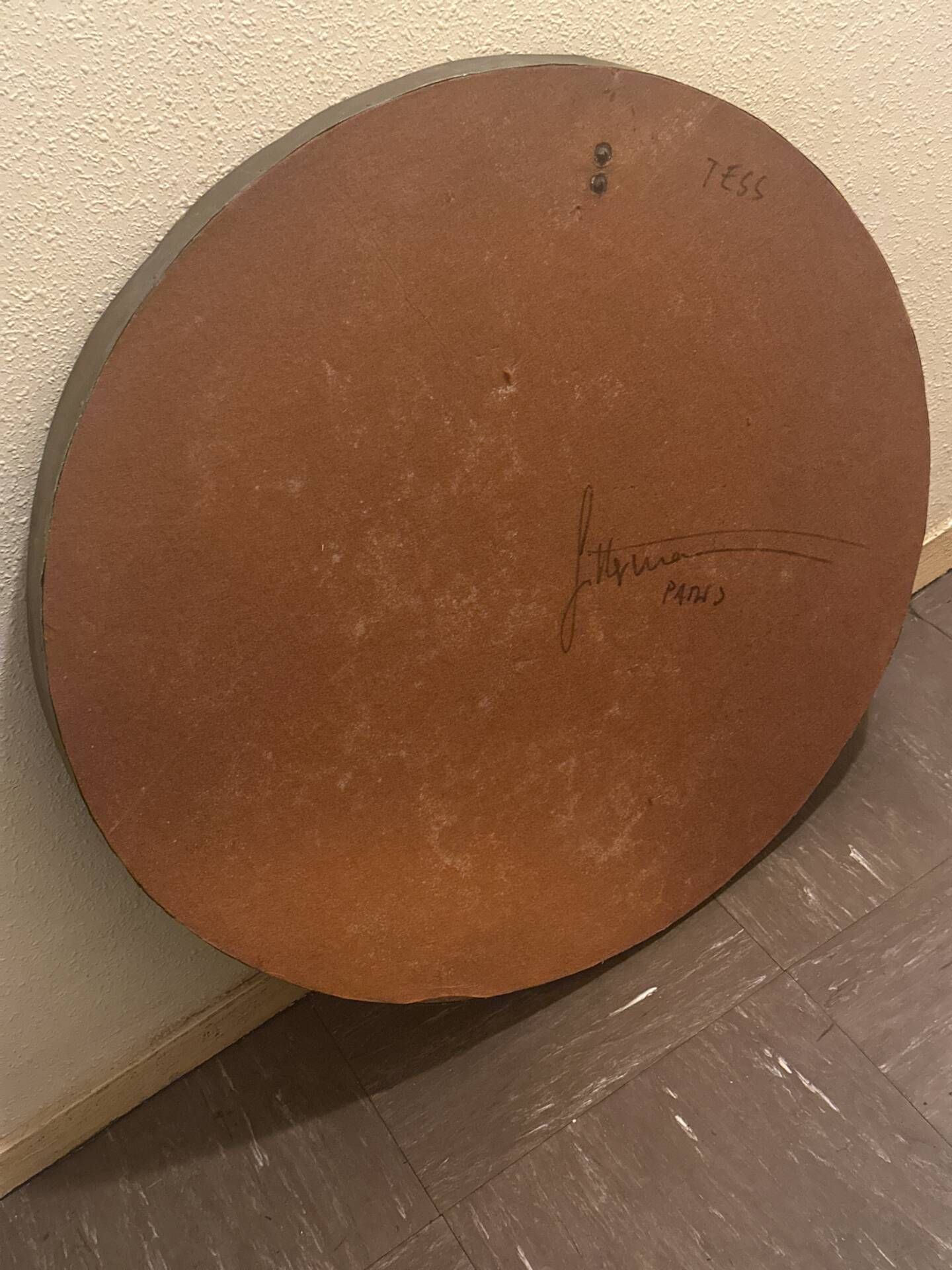 Handcrafted mirror in brass and copper Paris 1970