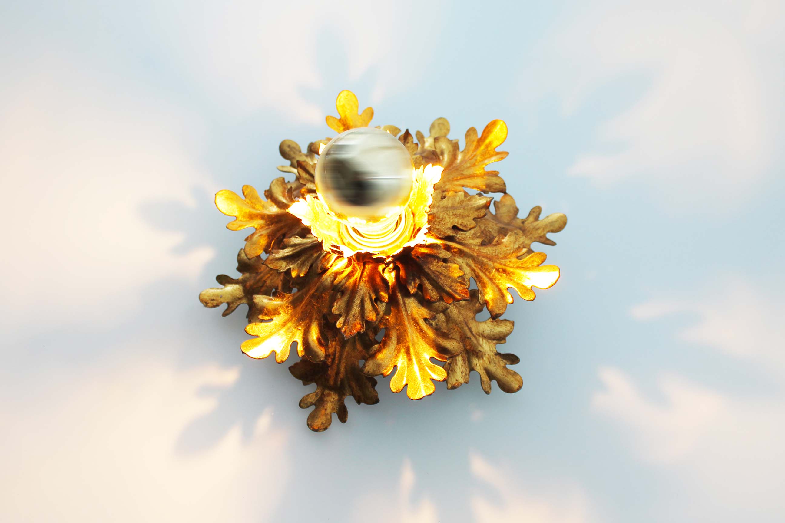 1960's Gilt 'Florentine' Ceiling of wall light by Banci Firenze