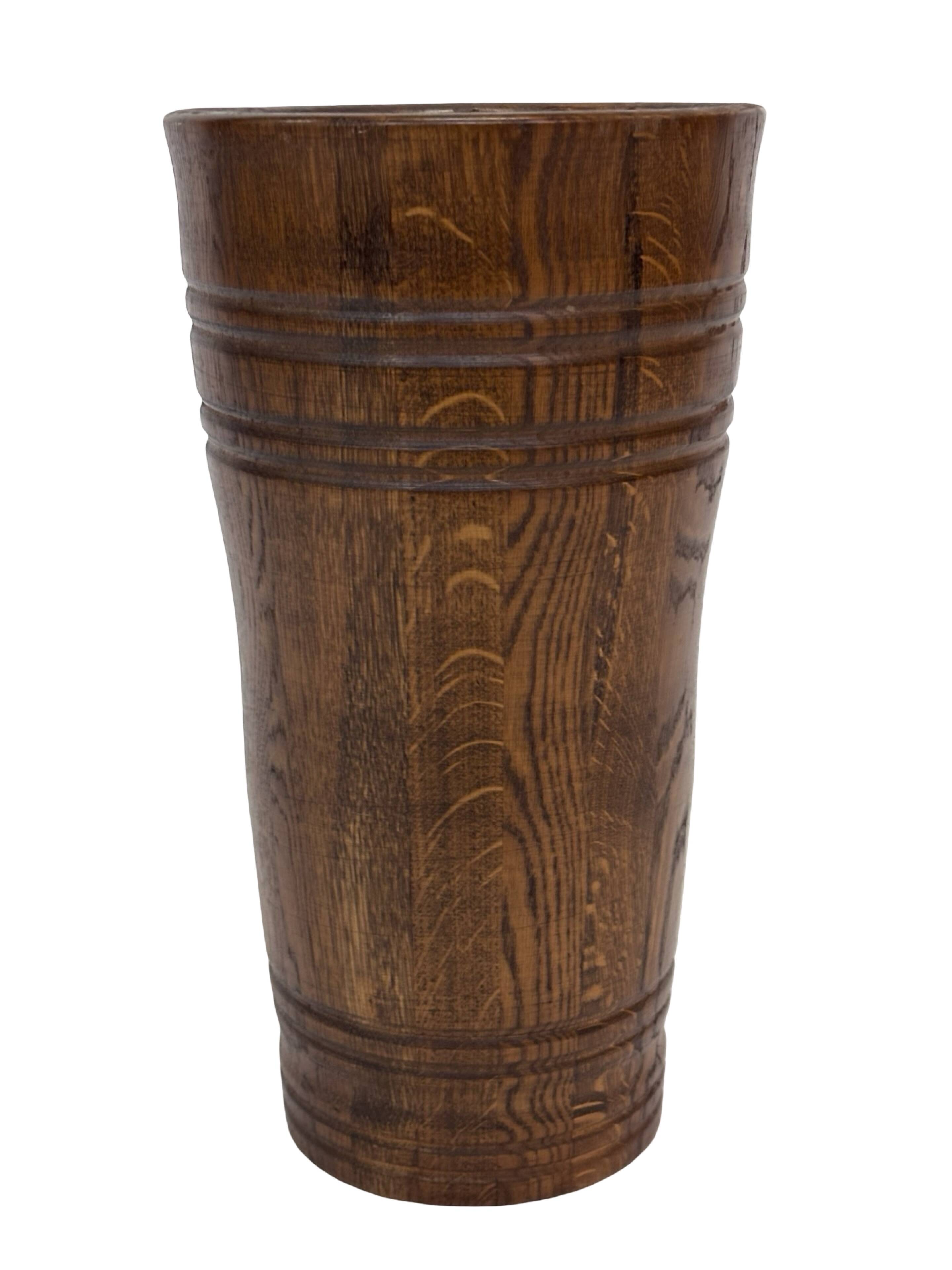 Vintage umbrella stand holder oak basket storage design 60's minimalist