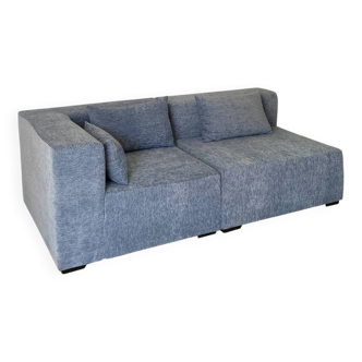 2 fauteuils velours bleu