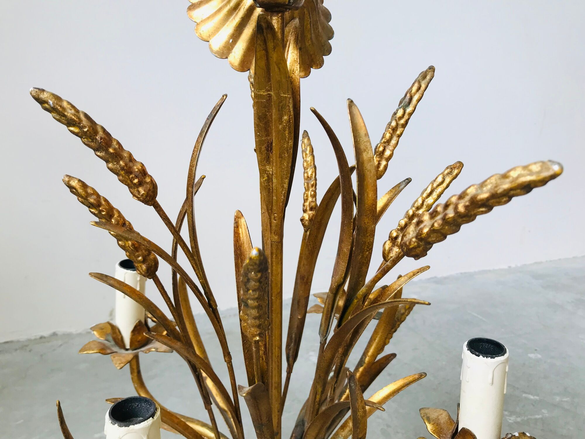 Chandelier ears of wheat in gilded metal, circa 1960
