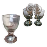 Série de 10 coupes / verres à eau en cristal artisanaux.