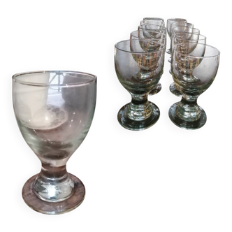 Série de 10 coupes / verres à eau en cristal artisanaux.