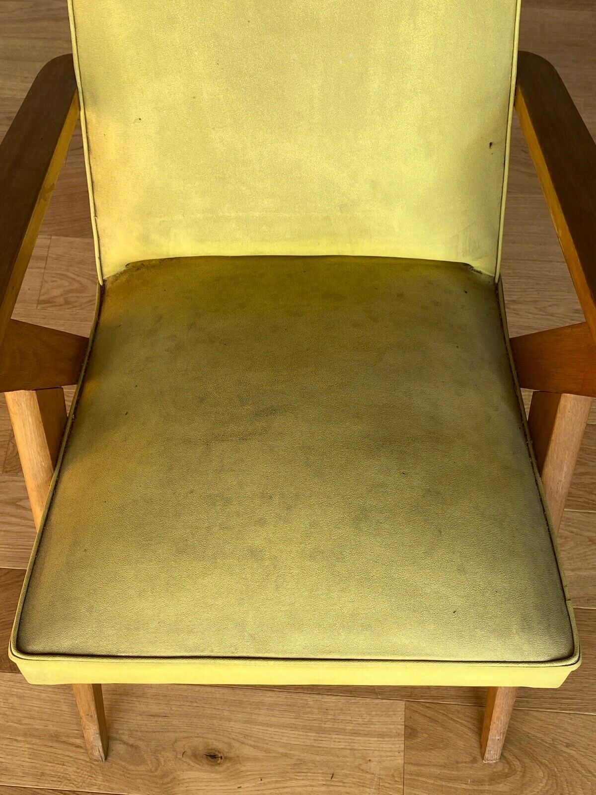 Armchair 1960 french work seat yellow compass feet