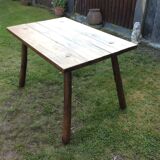 Brutalist vintage table in solid oak