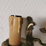 Pair of wall lights, classic style, LouisXV, gold metal, bronze or brass, candle holder effect