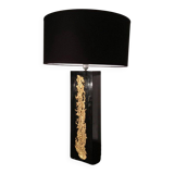 Large black lacquered lamp with gilt bronze decoration