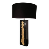 Large black lacquered lamp with gilt bronze decoration
