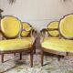 Set of four natural wood armchairs in louis xvi style 19th century