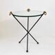 French mid-century mirror side table, Jacques Adnet style, brass, 1950s.