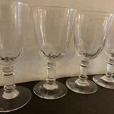 6 old blown foot glasses in Baccarat glass