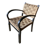 Vintage armchair with woven cord and wooden frame, Axel Larsson, circa 1960.