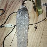 Vintage wall light in brass and textured glass – 60s/70s style