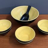 Ceramic black and yellow nuts dispender set 1960s