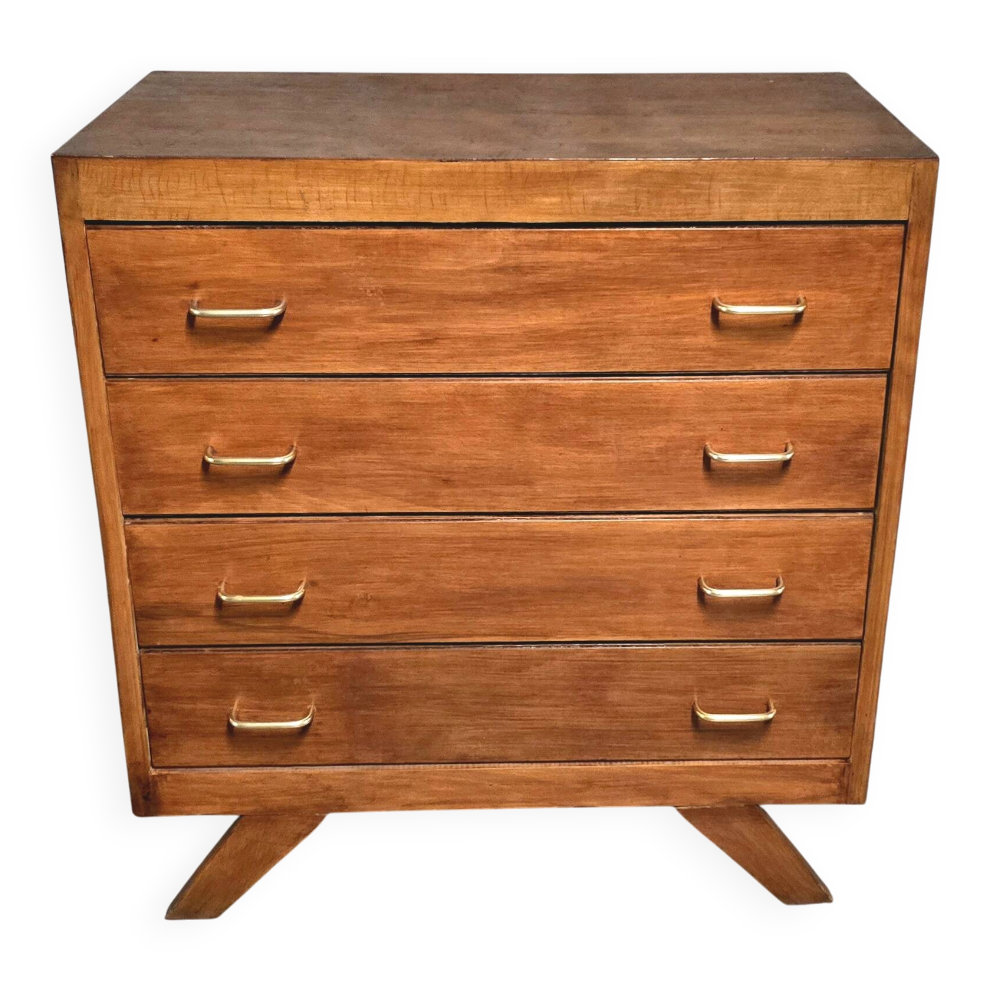 Vintage solid wood chest of drawers – 1950s – tapered legs