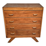 Vintage solid wood chest of drawers – 1950s – tapered legs