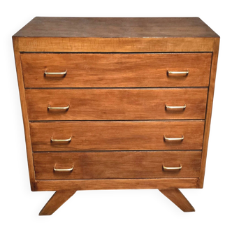 Vintage solid wood chest of drawers – 1950s – tapered legs