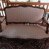 2-seater sofa in wood and fabric