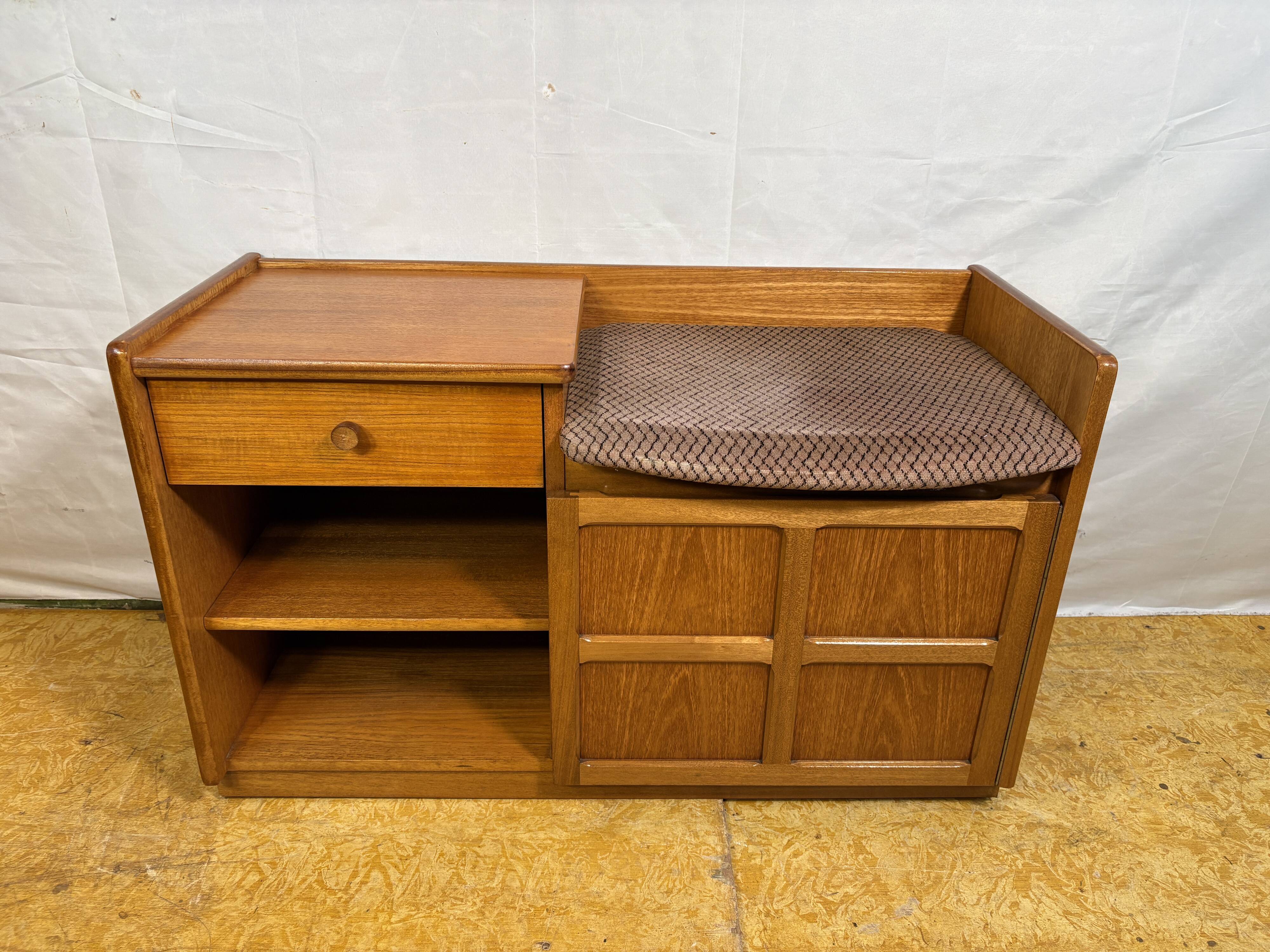 Mid-century retro vintage teak telephone seat by Nathan 1960–1970
