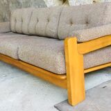 Scandinavian sofa 3-seater elm structure wool cushions chinée 1960