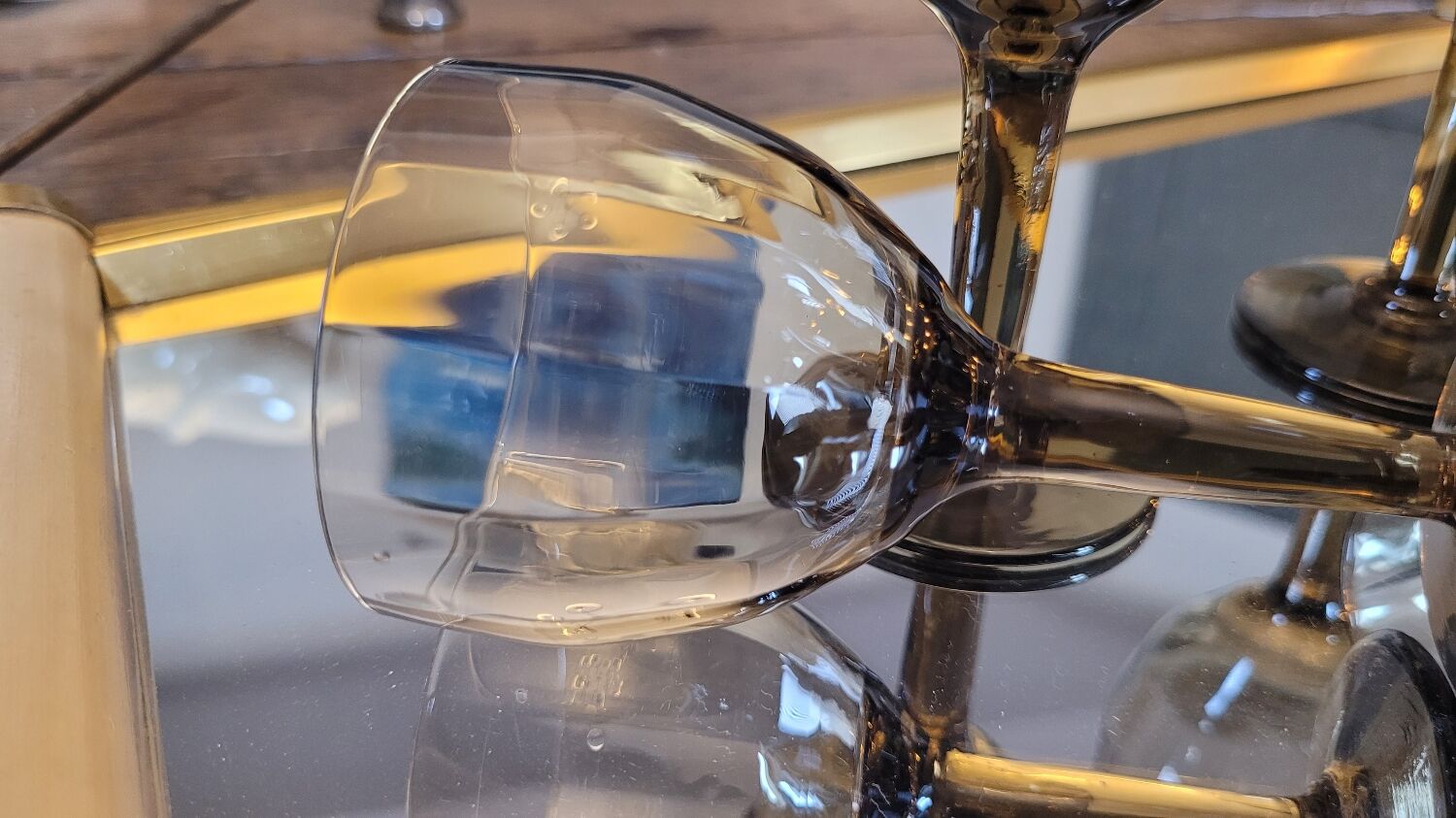 60's smoked port glass