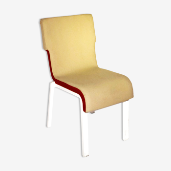 Chaise contemporaine design en tissu et métal laqué blanc