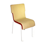Contemporary design chair in white lacquered fabric and metal