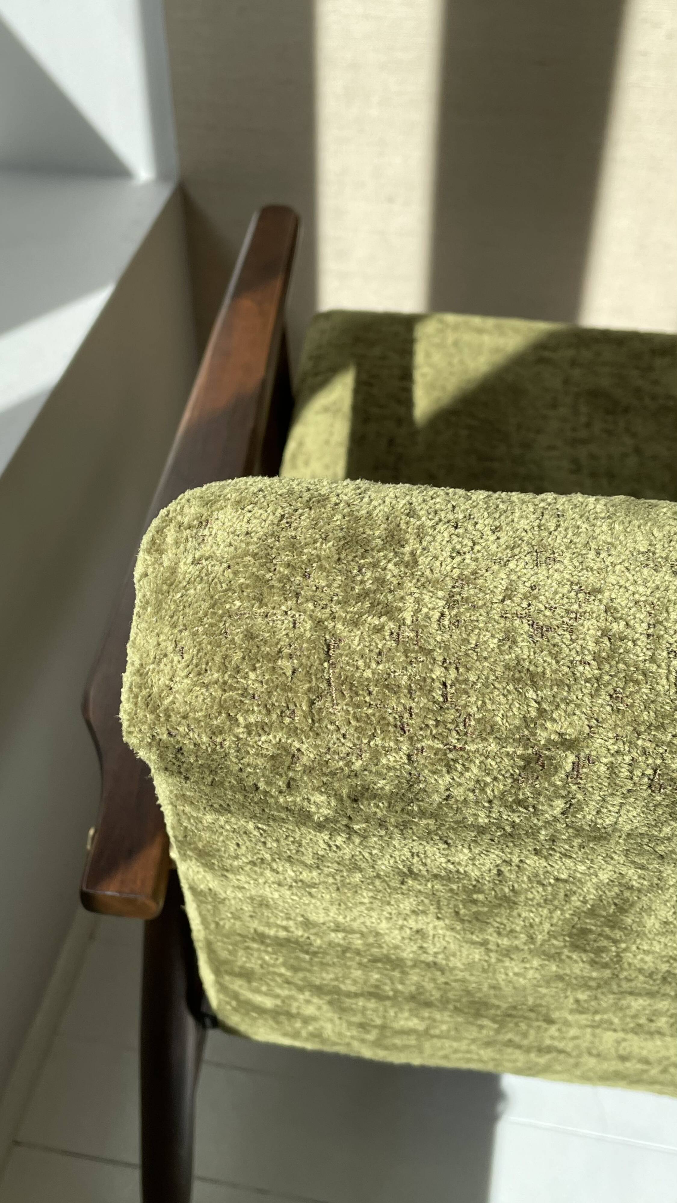 1970s green velvet armchair