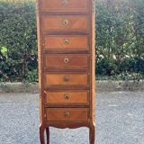 Louis XV transition XVI chest of drawers with 7 drawers in wood and marble