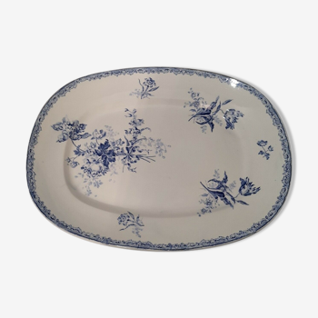 Serving dish in Sarreguemines earthenware fontanges model